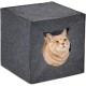 Relaxdays Cat Cave Felt, Cat Box for Shelf, Square, HBT 33 x 33 x 33 cm, Foldable, Cats and Small Dogs, Anthracite Relaxdays Cat Cave Felt, Cat Box for Shelf, Square, HBT 33 x 33 x 33 cm, Foldable, Cats and Small Dogs, Anthracite
