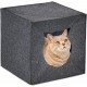 Relaxdays Cat Cave Felt, Cat Box for Shelf, Square, HBT 33 x 33 x 33 cm, Foldable, Cats and Small Dogs, Anthracite Relaxdays Cat Cave Felt, Cat Box for Shelf, Square, HBT 33 x 33 x 33 cm, Foldable, Cats and Small Dogs, Anthracite
