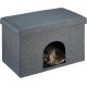 Relaxdays Cat Cave with Seat Cover, Foldable Stool, Hiding Place for Cats and Dogs, H x W x D: 38.5 x 64.5 x 37.5 cm, Grey Relaxdays Cat Cave with Seat Cover, Foldable Stool, Hiding Place for Cats and Dogs, H x W x D: 38.5 x 64.5 x 37.5 cm, Grey