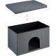 Relaxdays Cat Cave with Seat Cover, Foldable Stool, Hiding Place for Cats and Dogs, H x W x D: 38.5 x 64.5 x 37.5 cm, Grey Relaxdays Cat Cave with Seat Cover, Foldable Stool, Hiding Place for Cats and Dogs, H x W x D: 38.5 x 64.5 x 37.5 cm, Grey