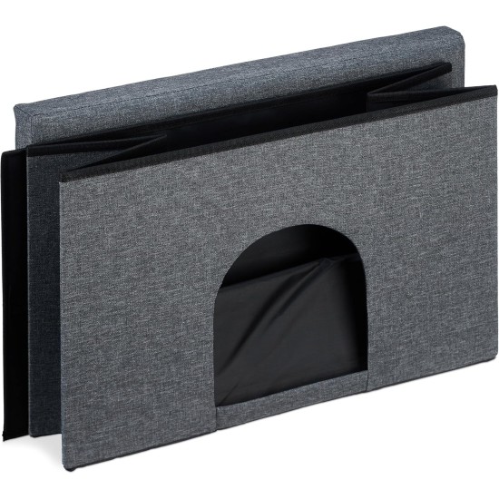 Relaxdays Cat Cave with Seat Cover, Foldable Stool, Hiding Place for Cats and Dogs, H x W x D: 38.5 x 64.5 x 37.5 cm, Grey Relaxdays Cat Cave with Seat Cover, Foldable Stool, Hiding Place for Cats and Dogs, H x W x D: 38.5 x 64.5 x 37.5 cm, Grey