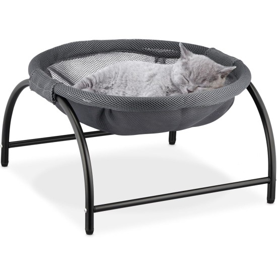 Relaxdays Cat Hammock Standing Raised Cat Hanging Chair H x W x D 25 x 44 x 42 cm Cat Bed Dark Grey/Black