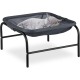 Relaxdays Cat Hammock, Standing, Raised Cat Hanging Chair, H x W x D: 27 x 45 x 45 cm, Cat Bed with Stand, Grey/Black