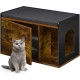 Relaxdays Cat Litter Cabinet with Seat Cover, Cat House & Bench, HBT: 45.5 x 75 x 43 cm, for Cat Litter Tray, Brown/Black