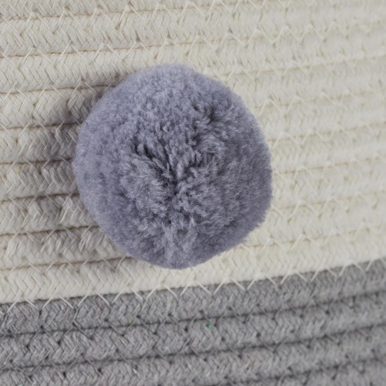 Relaxdays Cesta de algodón para Gatos Cat Bed, Cats & Small Dogs, H x D: 16.5 x 41 cm, Pompoms, Cotton, Braided Cat Basket, Grey/White Relaxdays Cesta de algodón para Gatos Cat Bed, Cats & Small Dogs, H x D: 16.5 x 41 cm, Pompoms, Cotton, Braided Cat Basket, Grey/White