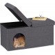 Relaxdays Foldable Cat Cave Heavy Duty Bench, Indoor Cat Furniture, Animal Hideout, H x W x D: 38.5 x 74.5 x 37 cm, Grey Relaxdays Foldable Cat Cave Heavy Duty Bench, Indoor Cat Furniture, Animal Hideout, H x W x D: 38.5 x 74.5 x 37 cm, Grey