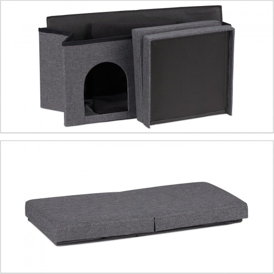 Relaxdays Foldable Cat Cave Heavy Duty Bench, Indoor Cat Furniture, Animal Hideout, H x W x D: 38.5 x 74.5 x 37 cm, Grey Relaxdays Foldable Cat Cave Heavy Duty Bench, Indoor Cat Furniture, Animal Hideout, H x W x D: 38.5 x 74.5 x 37 cm, Grey