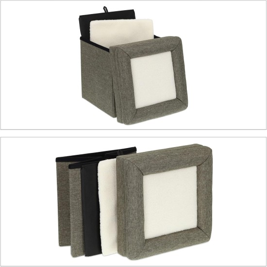Relaxdays Foldable Cat Cave Heavy Duty Bench, Indoor Cat Furniture, Animal Hideout, H x W x D: 38.5 x 74.5 x 37 cm, Grey Relaxdays Foldable Cat Cave Heavy Duty Bench, Indoor Cat Furniture, Animal Hideout, H x W x D: 38.5 x 74.5 x 37 cm, Grey