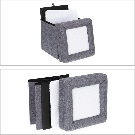 Relaxdays Foldable Cat Cave Heavy Duty Bench, Indoor Cat Furniture, Animal Hideout, H x W x D: 38.5 x 74.5 x 37 cm, Grey Relaxdays Foldable Cat Cave Heavy Duty Bench, Indoor Cat Furniture, Animal Hideout, H x W x D: 38.5 x 74.5 x 37 cm, Grey