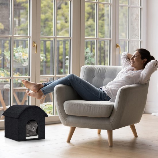 Relaxdays Foldable Cat Cave Heavy Duty Bench, Indoor Cat Furniture, Animal Hideout, H x W x D: 38.5 x 74.5 x 37 cm, Grey Relaxdays Foldable Cat Cave Heavy Duty Bench, Indoor Cat Furniture, Animal Hideout, H x W x D: 38.5 x 74.5 x 37 cm, Grey