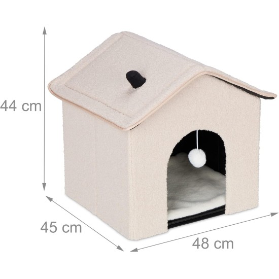 Relaxdays Foldable Cat Cave Heavy Duty Bench, Indoor Cat Furniture, Animal Hideout, H x W x D: 38.5 x 74.5 x 37 cm, Grey Relaxdays Foldable Cat Cave Heavy Duty Bench, Indoor Cat Furniture, Animal Hideout, H x W x D: 38.5 x 74.5 x 37 cm, Grey