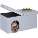Relaxdays Foldable Cat Cave Heavy Duty Bench, Indoor Cat Furniture, Animal Hideout, H x W x D: 38.5 x 74.5 x 37 cm, Grey Relaxdays Foldable Cat Cave Heavy Duty Bench, Indoor Cat Furniture, Animal Hideout, H x W x D: 38.5 x 74.5 x 37 cm, Grey