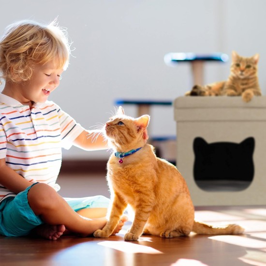 Relaxdays Foldable Cat Cave Heavy Duty Bench, Indoor Cat Furniture, Animal Hideout, H x W x D: 38.5 x 74.5 x 37 cm, Grey Relaxdays Foldable Cat Cave Heavy Duty Bench, Indoor Cat Furniture, Animal Hideout, H x W x D: 38.5 x 74.5 x 37 cm, Grey