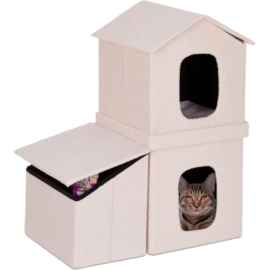 Relaxdays Foldable Cat Cave Heavy Duty Bench, Indoor Cat Furniture, Animal Hideout, HBT 38.5 x 74.5 x 37 cm, Light Brown Relaxdays Foldable Cat Cave Heavy Duty Bench, Indoor Cat Furniture, Animal Hideout, HBT 38.5 x 74.5 x 37 cm, Light Brown