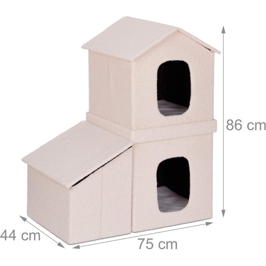 Relaxdays Foldable Cat Cave Heavy Duty Bench, Indoor Cat Furniture, Animal Hideout, HBT 38.5 x 74.5 x 37 cm, Light Brown Relaxdays Foldable Cat Cave Heavy Duty Bench, Indoor Cat Furniture, Animal Hideout, HBT 38.5 x 74.5 x 37 cm, Light Brown