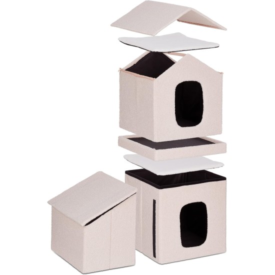Relaxdays Foldable Cat Cave Heavy Duty Bench, Indoor Cat Furniture, Animal Hideout, HBT 38.5 x 74.5 x 37 cm, Light Brown Relaxdays Foldable Cat Cave Heavy Duty Bench, Indoor Cat Furniture, Animal Hideout, HBT 38.5 x 74.5 x 37 cm, Light Brown