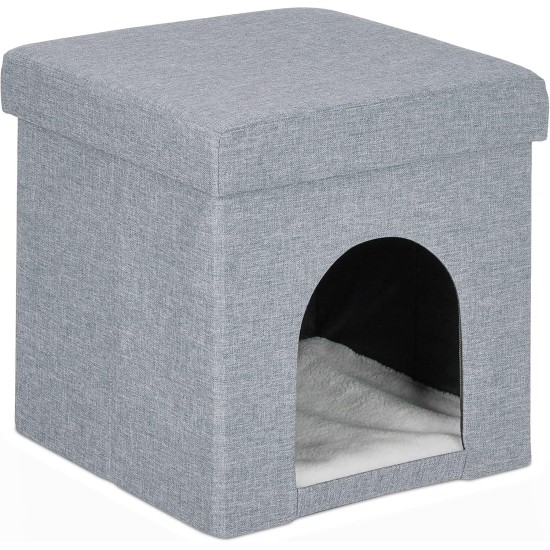 Relaxdays Foldable Cat Cave Heavy Duty Bench, Indoor Cat Furniture, Animal Hideout, HBT 38.5 x 74.5 x 37 cm, Light Brown Relaxdays Foldable Cat Cave Heavy Duty Bench, Indoor Cat Furniture, Animal Hideout, HBT 38.5 x 74.5 x 37 cm, Light Brown