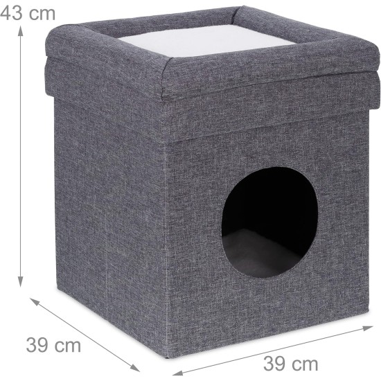 Relaxdays Foldable Cat Cave Heavy Duty Bench, Indoor Cat Furniture, Animal Hideout, HBT 38.5 x 74.5 x 37 cm, Light Brown Relaxdays Foldable Cat Cave Heavy Duty Bench, Indoor Cat Furniture, Animal Hideout, HBT 38.5 x 74.5 x 37 cm, Light Brown