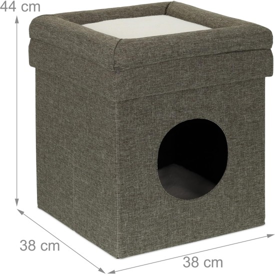 Relaxdays Foldable Cat Cave Heavy Duty Bench, Indoor Cat Furniture, Animal Hideout, HBT 38.5 x 74.5 x 37 cm, Light Brown Relaxdays Foldable Cat Cave Heavy Duty Bench, Indoor Cat Furniture, Animal Hideout, HBT 38.5 x 74.5 x 37 cm, Light Brown