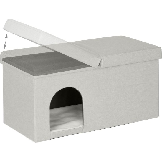 Relaxdays Foldable Cat Cave Heavy Duty Bench, Indoor Cat Furniture, Animal Hideout, HBT 38.5 x 74.5 x 37 cm, Light Brown Relaxdays Foldable Cat Cave Heavy Duty Bench, Indoor Cat Furniture, Animal Hideout, HBT 38.5 x 74.5 x 37 cm, Light Brown