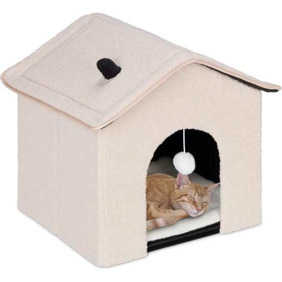 Relaxdays Foldable Cat Cave Heavy Duty Bench, Indoor Cat Furniture, Animal Hideout, HBT 38.5 x 74.5 x 37 cm, Light Brown Relaxdays Foldable Cat Cave Heavy Duty Bench, Indoor Cat Furniture, Animal Hideout, HBT 38.5 x 74.5 x 37 cm, Light Brown