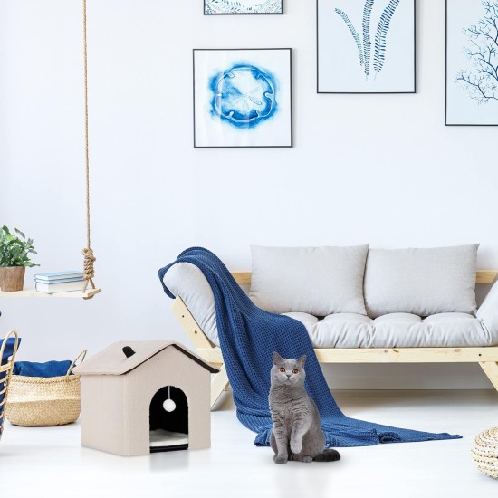 Relaxdays Foldable Cat Cave Heavy Duty Bench, Indoor Cat Furniture, Animal Hideout, HBT 38.5 x 74.5 x 37 cm, Light Brown Relaxdays Foldable Cat Cave Heavy Duty Bench, Indoor Cat Furniture, Animal Hideout, HBT 38.5 x 74.5 x 37 cm, Light Brown
