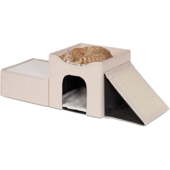 Relaxdays Foldable Cat Cave Heavy Duty Bench, Indoor Cat Furniture, Animal Hideout, HBT 38.5 x 74.5 x 37 cm, Light Brown Relaxdays Foldable Cat Cave Heavy Duty Bench, Indoor Cat Furniture, Animal Hideout, HBT 38.5 x 74.5 x 37 cm, Light Brown