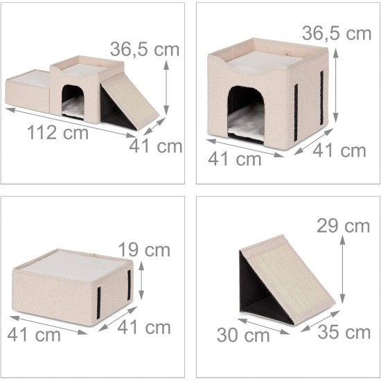 Relaxdays Foldable Cat Cave Heavy Duty Bench, Indoor Cat Furniture, Animal Hideout, HBT 38.5 x 74.5 x 37 cm, Light Brown Relaxdays Foldable Cat Cave Heavy Duty Bench, Indoor Cat Furniture, Animal Hideout, HBT 38.5 x 74.5 x 37 cm, Light Brown
