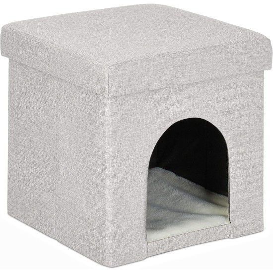 Relaxdays Foldable Cat Cave Heavy Duty Bench, Indoor Cat Furniture, Animal Hideout, HBT 38.5 x 74.5 x 37 cm, Light Brown Relaxdays Foldable Cat Cave Heavy Duty Bench, Indoor Cat Furniture, Animal Hideout, HBT 38.5 x 74.5 x 37 cm, Light Brown