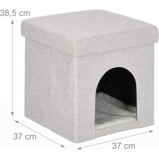 Relaxdays Foldable Cat Cave Heavy Duty Bench, Indoor Cat Furniture, Animal Hideout, HBT 38.5 x 74.5 x 37 cm, Light Brown Relaxdays Foldable Cat Cave Heavy Duty Bench, Indoor Cat Furniture, Animal Hideout, HBT 38.5 x 74.5 x 37 cm, Light Brown