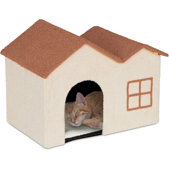 Relaxdays Foldable Cat Cave Heavy Duty Bench, Indoor Cat Furniture, Animal Hideout, HBT 38.5 x 74.5 x 37 cm, Light Brown Relaxdays Foldable Cat Cave Heavy Duty Bench, Indoor Cat Furniture, Animal Hideout, HBT 38.5 x 74.5 x 37 cm, Light Brown