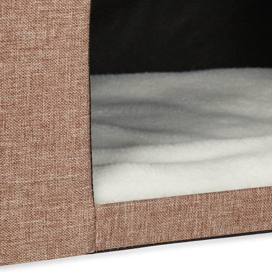 Relaxdays Foldable Cat Cave Heavy Duty Bench, Indoor Cat Furniture, Animal Hideout, HBT 38.5 x 74.5 x 37 cm, Light Brown Relaxdays Foldable Cat Cave Heavy Duty Bench, Indoor Cat Furniture, Animal Hideout, HBT 38.5 x 74.5 x 37 cm, Light Brown