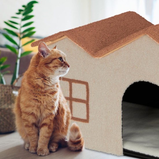 Relaxdays Foldable Cat Cave Heavy Duty Bench, Indoor Cat Furniture, Animal Hideout, HBT 38.5 x 74.5 x 37 cm, Light Brown Relaxdays Foldable Cat Cave Heavy Duty Bench, Indoor Cat Furniture, Animal Hideout, HBT 38.5 x 74.5 x 37 cm, Light Brown