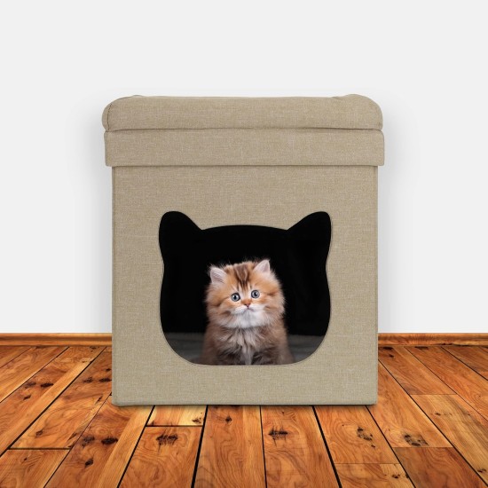 Relaxdays Foldable Cat Cave Heavy Duty Bench, Indoor Cat Furniture, Animal Hideout, HBT 38.5 x 74.5 x 37 cm, Light Brown Relaxdays Foldable Cat Cave Heavy Duty Bench, Indoor Cat Furniture, Animal Hideout, HBT 38.5 x 74.5 x 37 cm, Light Brown