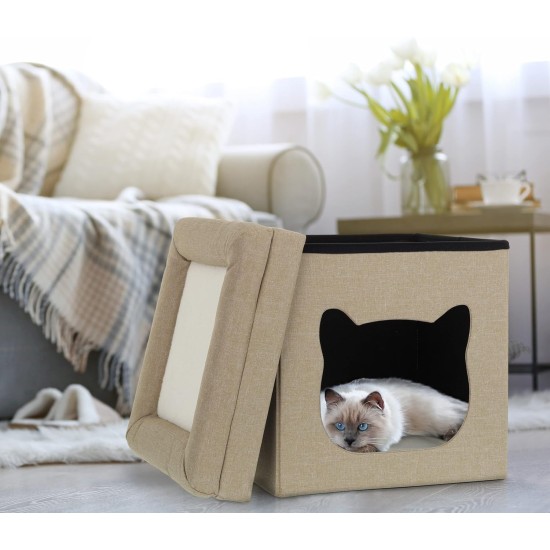 Relaxdays Foldable Cat Cave Heavy Duty Bench, Indoor Cat Furniture, Animal Hideout, HBT 38.5 x 74.5 x 37 cm, Light Brown Relaxdays Foldable Cat Cave Heavy Duty Bench, Indoor Cat Furniture, Animal Hideout, HBT 38.5 x 74.5 x 37 cm, Light Brown