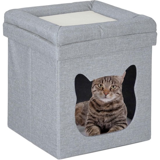 Relaxdays Foldable Cat Cave Heavy Duty Bench, Indoor Cat Furniture, Animal Hideout, HBT 38.5 x 74.5 x 37 cm, Light Brown Relaxdays Foldable Cat Cave Heavy Duty Bench, Indoor Cat Furniture, Animal Hideout, HBT 38.5 x 74.5 x 37 cm, Light Brown