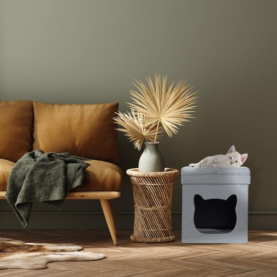 Relaxdays Foldable Cat Cave Heavy Duty Bench, Indoor Cat Furniture, Animal Hideout, HBT 38.5 x 74.5 x 37 cm, Light Brown Relaxdays Foldable Cat Cave Heavy Duty Bench, Indoor Cat Furniture, Animal Hideout, HBT 38.5 x 74.5 x 37 cm, Light Brown