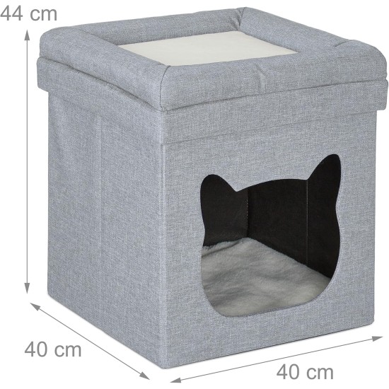 Relaxdays Foldable Cat Cave Heavy Duty Bench, Indoor Cat Furniture, Animal Hideout, HBT 38.5 x 74.5 x 37 cm, Light Brown Relaxdays Foldable Cat Cave Heavy Duty Bench, Indoor Cat Furniture, Animal Hideout, HBT 38.5 x 74.5 x 37 cm, Light Brown