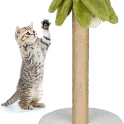 Relaxdays Scratching Post for Cats, Palm Tree, H x D: 54 x 31 cm, Scratching Post with Bobbles, Linen Rope, Interactive Scratching Post, Colourful Relaxdays Scratching Post for Cats, Palm Tree, H x D: 54 x 31 cm, Scratching Post with Bobbles, Linen Rope, Interactive Scratching Post, Colourful