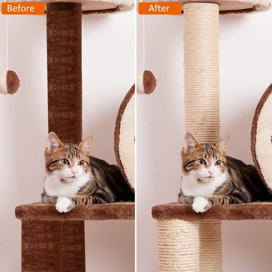 Revivoer Sisal Rope for Scratching Post, 50 m, DIY 6 mm Scratching Post Rope, Natural Hemp Rope for Scratching Post Replacement Parts, Cat Accessories, Crafts and Decorating Homes, Pack of 2 (Brown) Revivoer Sisal Rope for Scratching Post, 50 m, DIY 6 mm Scratching Post Rope, Natural Hemp Rope for Scratching Post Replacement Parts, Cat Accessories, Crafts and Decorating Homes, Pack of 2 (Brown)