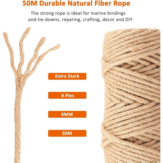Revivoer Sisal Rope for Scratching Post, 50 m, DIY 6 mm Scratching Post Rope, Natural Hemp Rope for Scratching Post Replacement Parts, Cat Accessories, Crafts and Decorating Homes, Pack of 2 (Brown) Revivoer Sisal Rope for Scratching Post, 50 m, DIY 6 mm Scratching Post Rope, Natural Hemp Rope for Scratching Post Replacement Parts, Cat Accessories, Crafts and Decorating Homes, Pack of 2 (Brown)