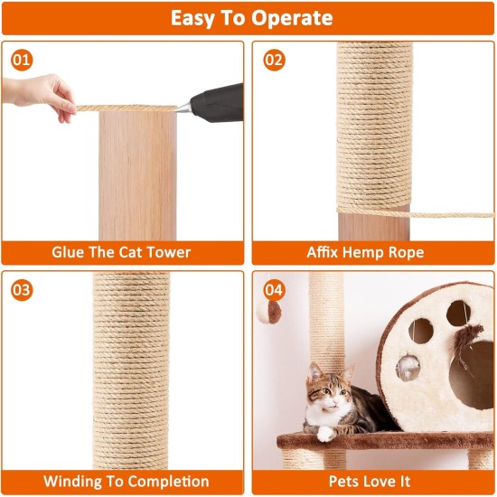 Revivoer Sisal Rope for Scratching Post, 50 m, DIY 6 mm Scratching Post Rope, Natural Hemp Rope for Scratching Post Replacement Parts, Cat Accessories, Crafts and Decorating Homes, Pack of 2 (Brown) Revivoer Sisal Rope for Scratching Post, 50 m, DIY 6 mm Scratching Post Rope, Natural Hemp Rope for Scratching Post Replacement Parts, Cat Accessories, Crafts and Decorating Homes, Pack of 2 (Brown)