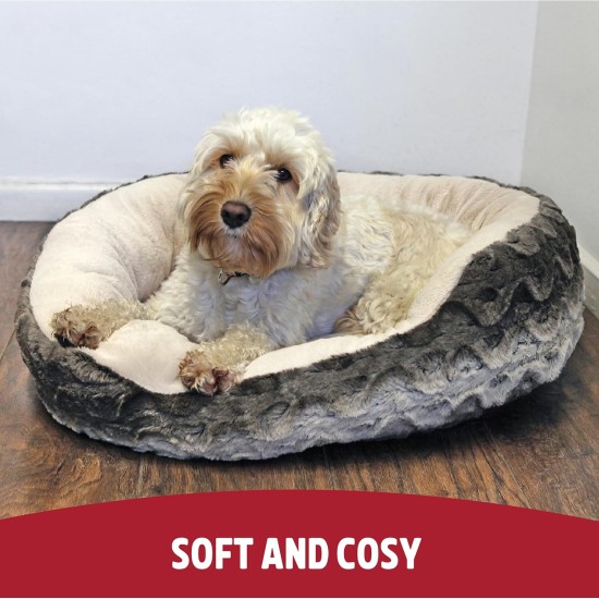Rosewood 40 Winks Snuggle Plush Pet Bed, 15-inch, Grey/Cream Rosewood 40 Winks Snuggle Plush Pet Bed, 15-inch, Grey/Cream