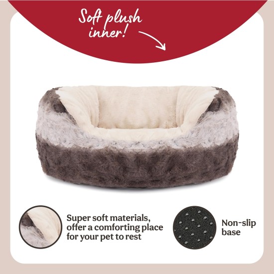 Rosewood 40 Winks Snuggle Plush Pet Bed, 15-inch, Grey/Cream Rosewood 40 Winks Snuggle Plush Pet Bed, 15-inch, Grey/Cream