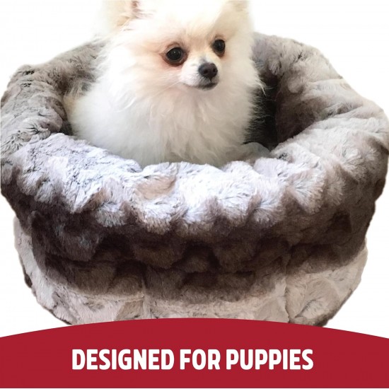 Rosewood 40 Winks Snuggle Plush Pet Bed, 20-inch, Grey/Cream Rosewood 40 Winks Snuggle Plush Pet Bed, 20-inch, Grey/Cream