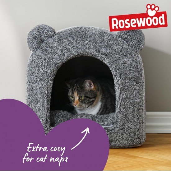 Rosewood Teddy Bear Cat Bed, 38 x 38 cm, Grey Rosewood Teddy Bear Cat Bed, 38 x 38 cm, Grey