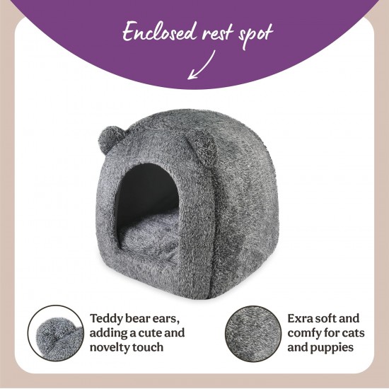 Rosewood Teddy Bear Cat Bed, 38 x 38 cm, Grey Rosewood Teddy Bear Cat Bed, 38 x 38 cm, Grey