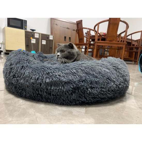 Round Cat Bed, 60 cm Cat Bed, Fluffy Pet Bed, Washable Dog Bed, Soft Plush Cat Basket for Medium, Large Dogs and Cats (Light Grey) Round Cat Bed, 60 cm Cat Bed, Fluffy Pet Bed, Washable Dog Bed, Soft Plush Cat Basket for Medium, Large Dogs and Cats (Light Grey)