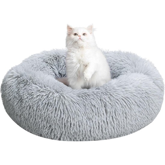 Round Cat Bed, 60 cm Cat Bed, Fluffy Pet Bed, Washable Dog Bed, Soft Plush Cat Basket for Medium, Large Dogs and Cats (Light Grey) Round Cat Bed, 60 cm Cat Bed, Fluffy Pet Bed, Washable Dog Bed, Soft Plush Cat Basket for Medium, Large Dogs and Cats (Light Grey)