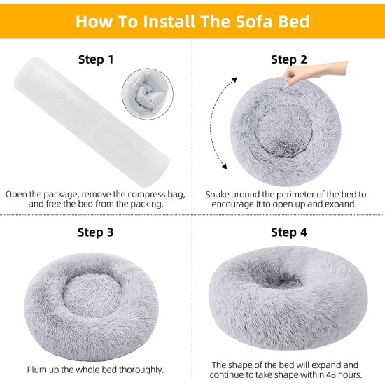 Round Cat Bed, 60 cm Cat Bed, Fluffy Pet Bed, Washable Dog Bed, Soft Plush Cat Basket for Medium, Large Dogs and Cats (Light Grey) Round Cat Bed, 60 cm Cat Bed, Fluffy Pet Bed, Washable Dog Bed, Soft Plush Cat Basket for Medium, Large Dogs and Cats (Light Grey)